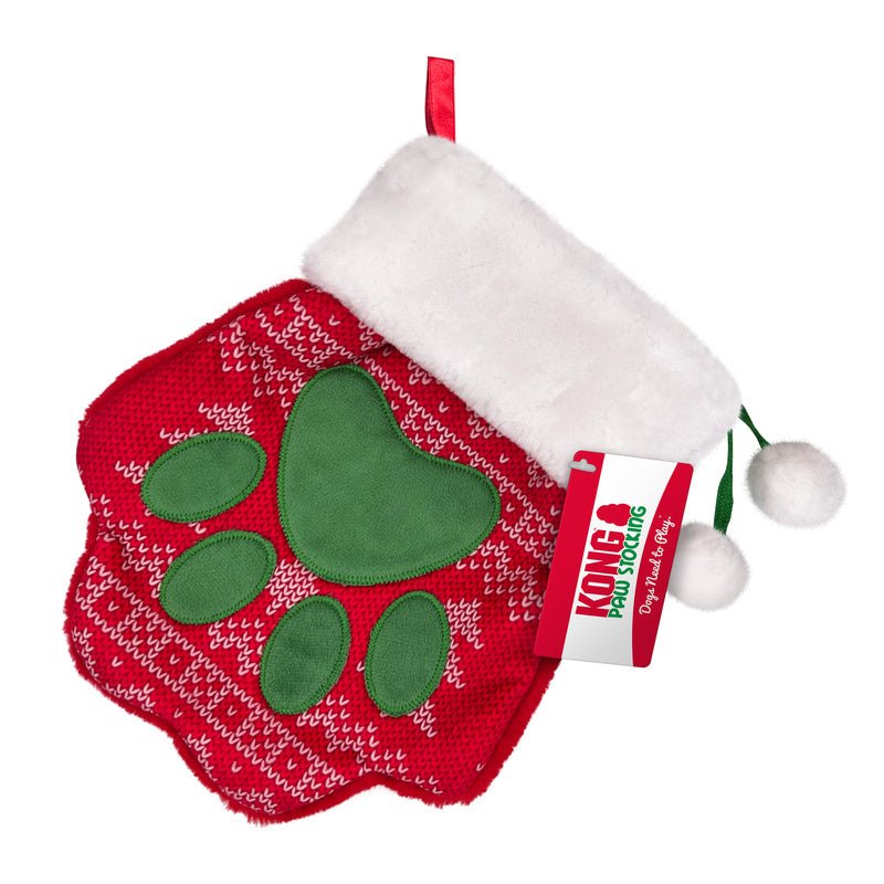 Holiday Paw Stocking Large – Festive Dog Stocking for Treats & Toys, Paw-Shaped, Polyester Large Red 1 ct