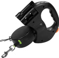 Dual Retractable Tangle-Free Dog Leash Black