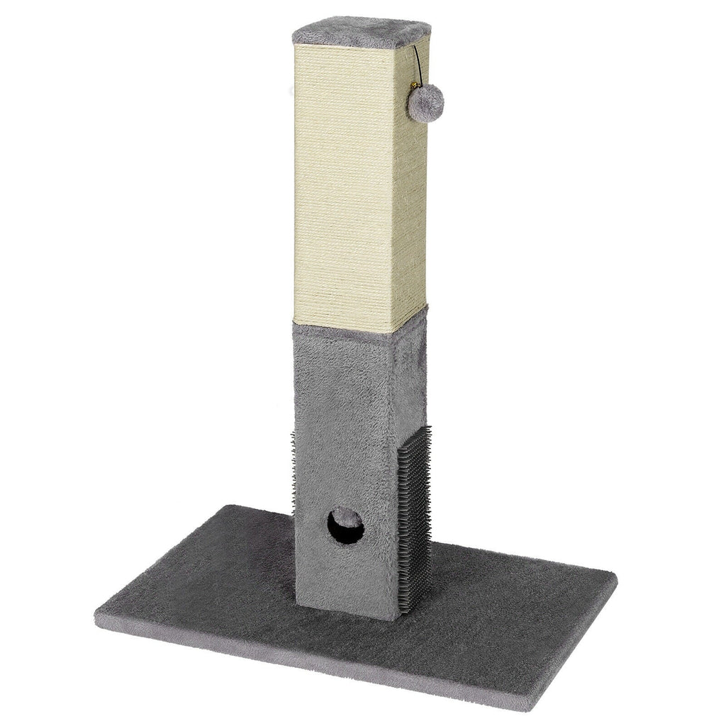 31 inch Tall Cat Scratching Post Claw Scratcher with Sisal Rope and 2 plush Ball-Gray Default Title