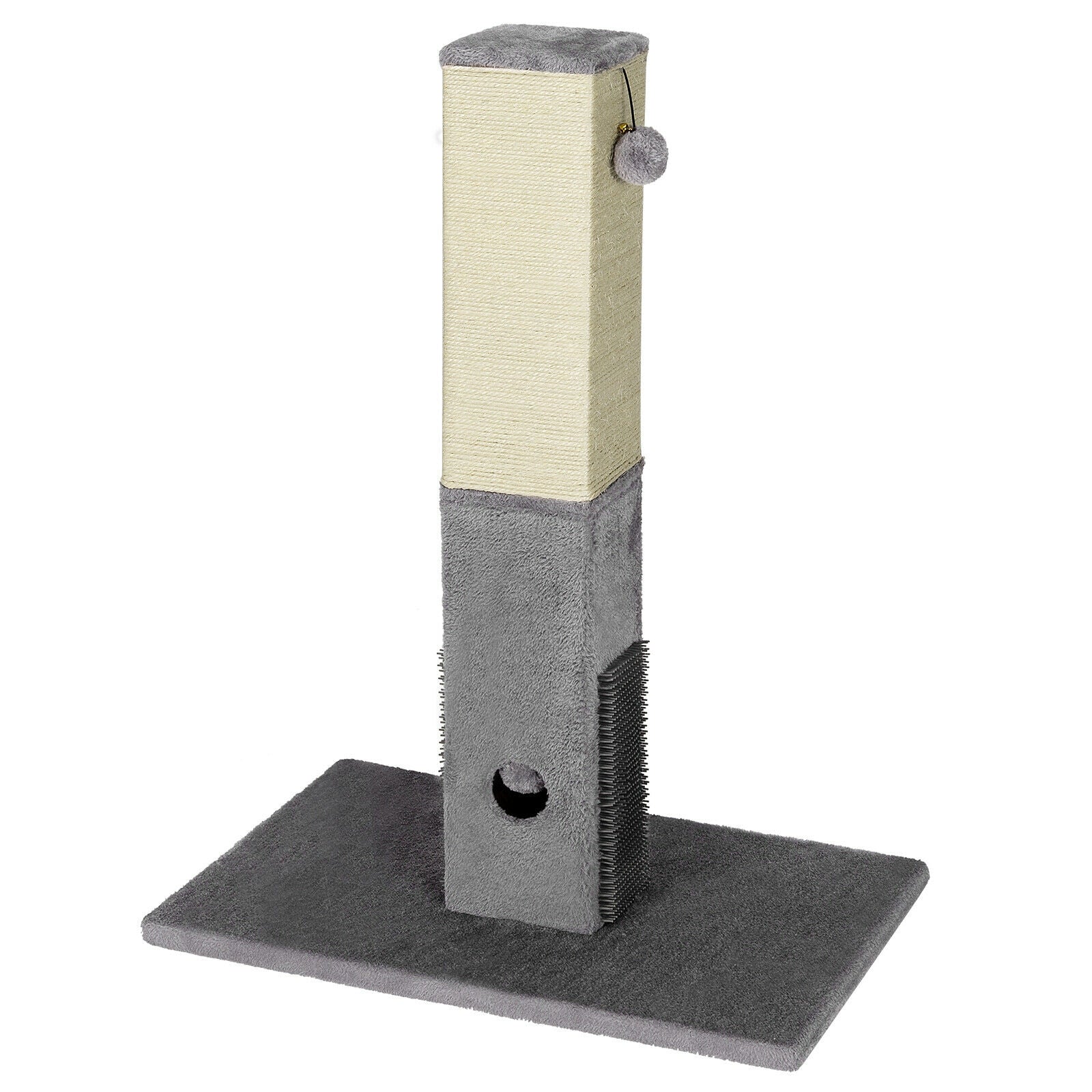 31 inch Tall Cat Scratching Post Claw Scratcher with Sisal Rope and 2 plush Ball-Gray Default Title