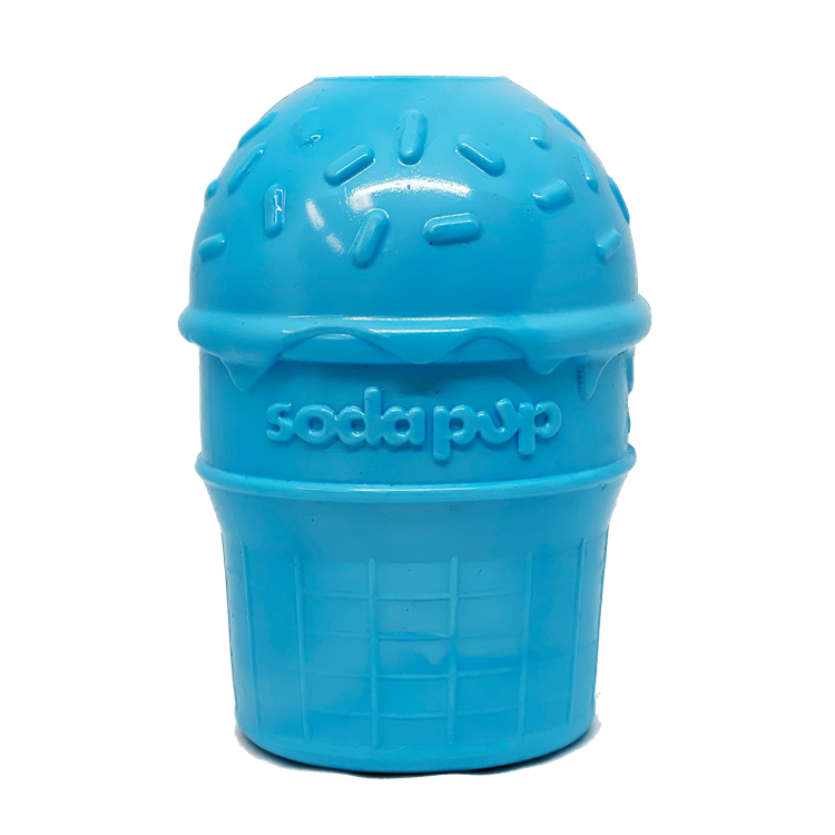 Ice Cream Cone Rubber Dog Chew Toy for Power Chewers | USA Made | SodaPup Large Ice Cream Cone - blue
