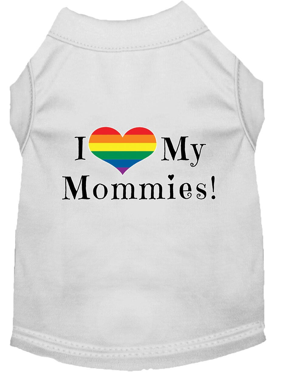 Pet Shirt "I Heart My Mommies" White