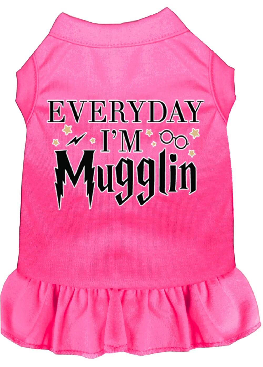 Pet Dress "Everyday I'm Mugglin" Bright Pink