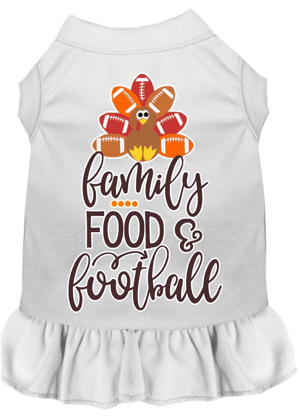 Pet Dress "Family, Food & Football" White