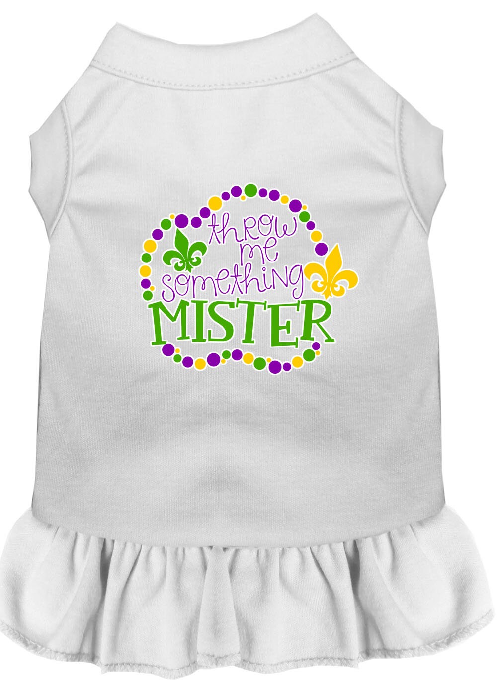 Pet Dress "Throw Me Something Mister" White