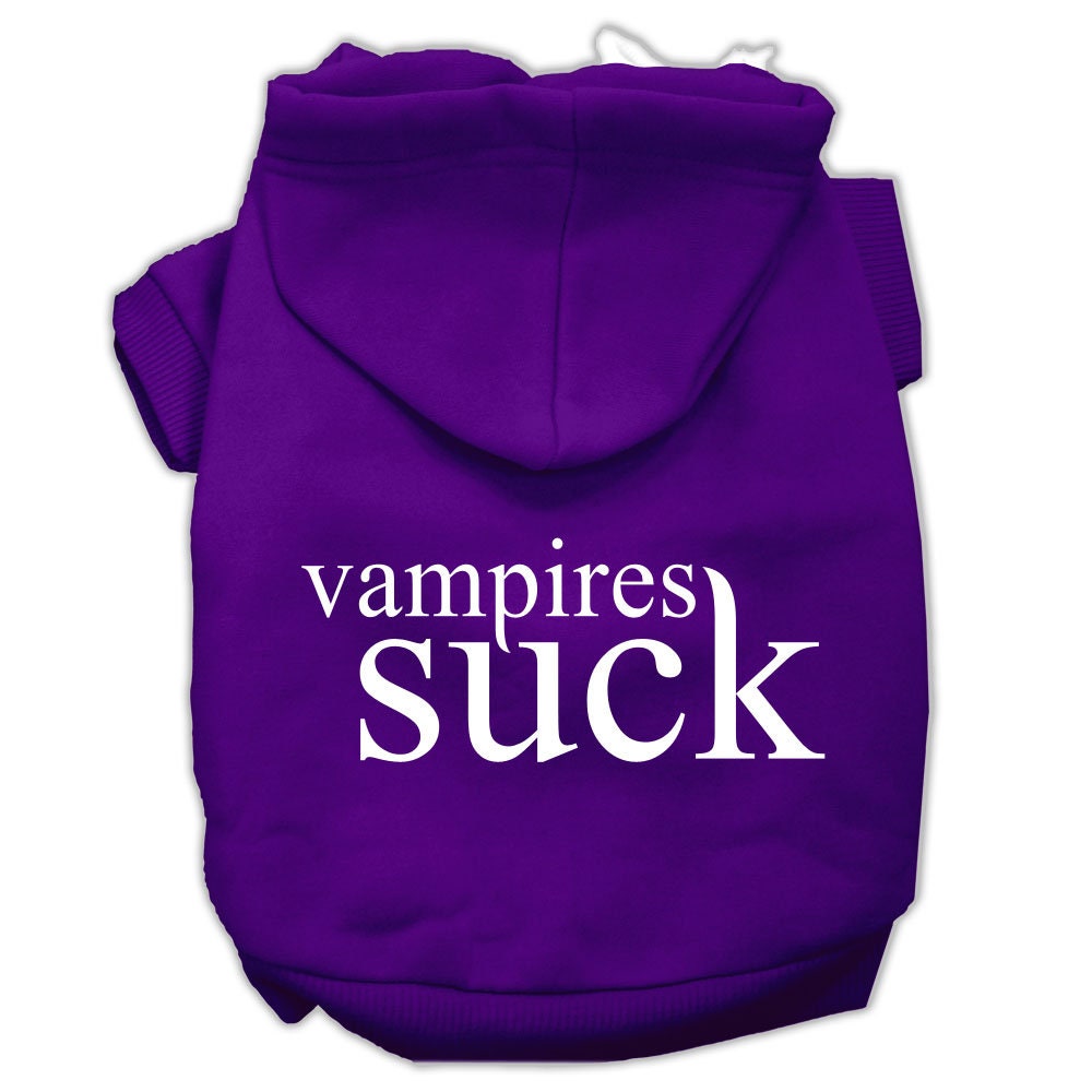 Halloween Pet Hoodie Screen Printed, "Vampires Suck" Purple
