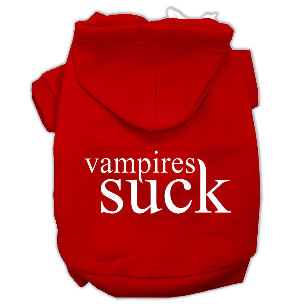 Halloween Pet Hoodie Screen Printed, "Vampires Suck" Red