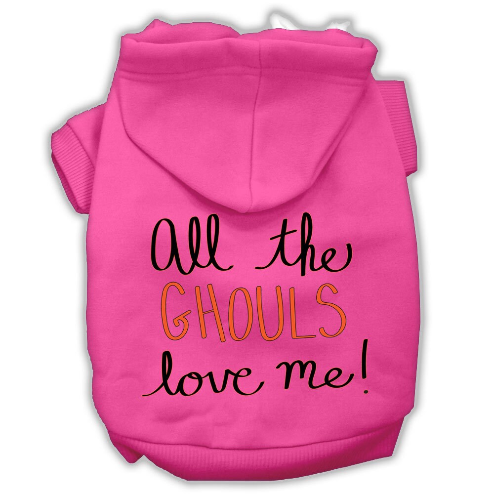 Halloween Pet Hoodie "All The Ghouls Love Me" Bright Pink