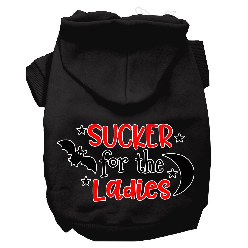 Halloween Pet Hoodie Screen Printed, "Sucker For The Ladies" Black