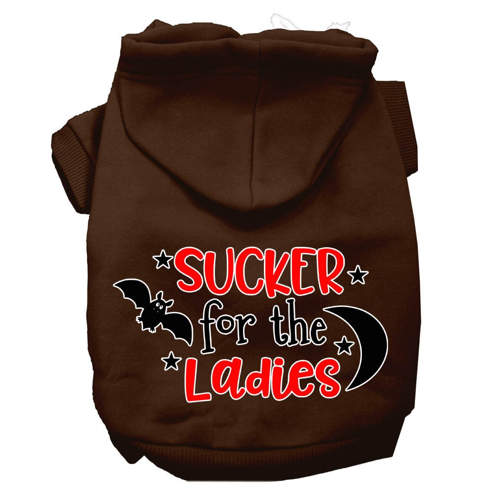 Halloween Pet Hoodie Screen Printed, "Sucker For The Ladies" Brown