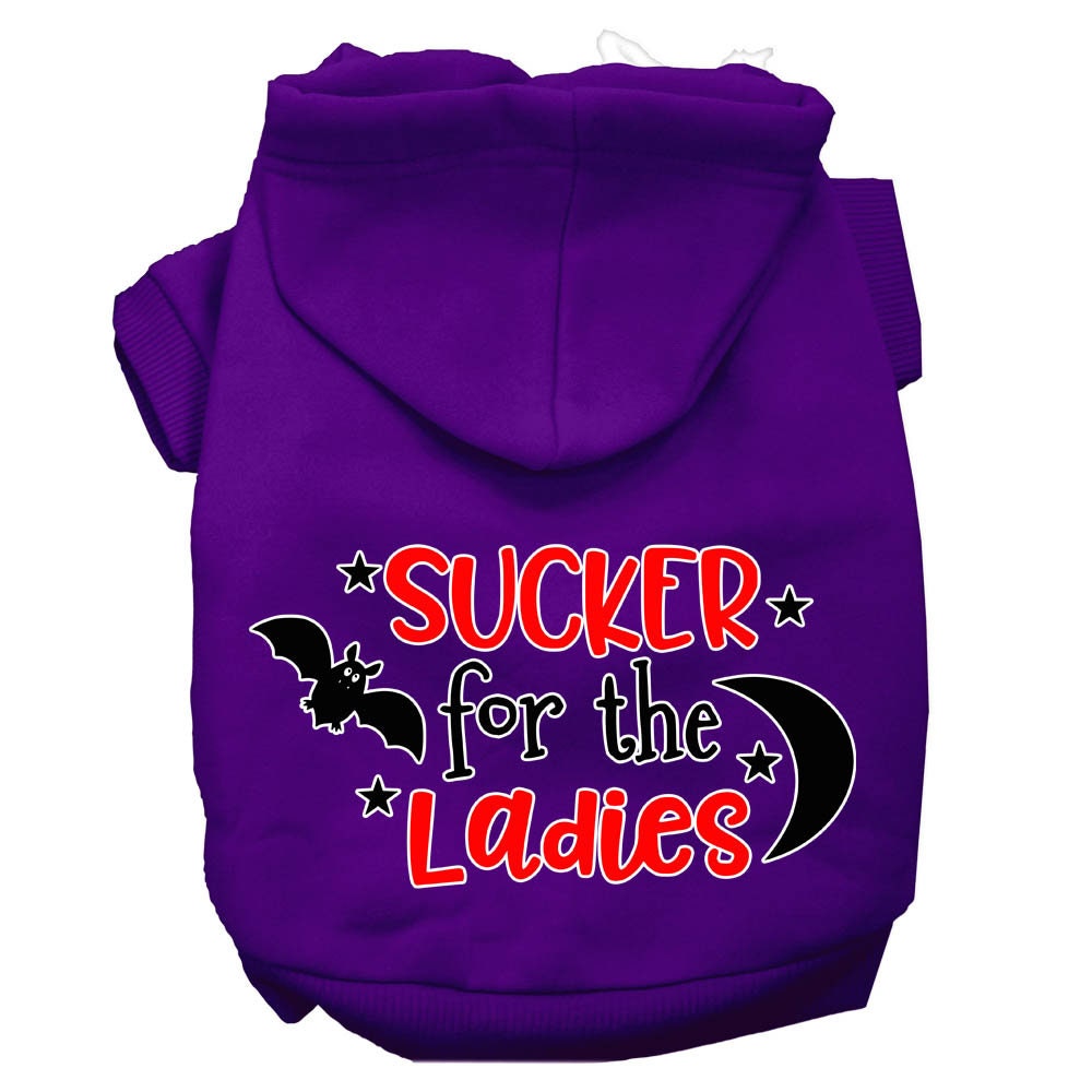 Halloween Pet Hoodie Screen Printed, "Sucker For The Ladies" Purple