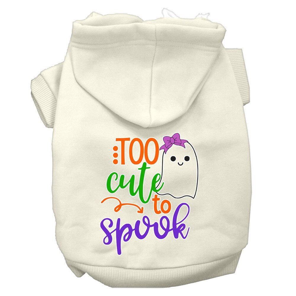 Halloween Pet Hoodie, "Too Cute To Spook Girly Ghost" Cream