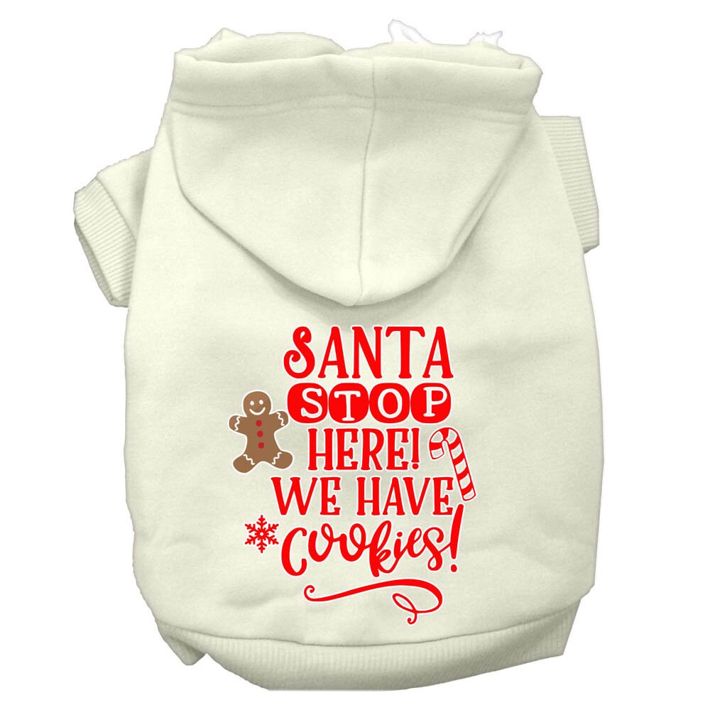Christmas Pet Hoodie Screen Printed, "Santa Stop Here, We Have Cookies"