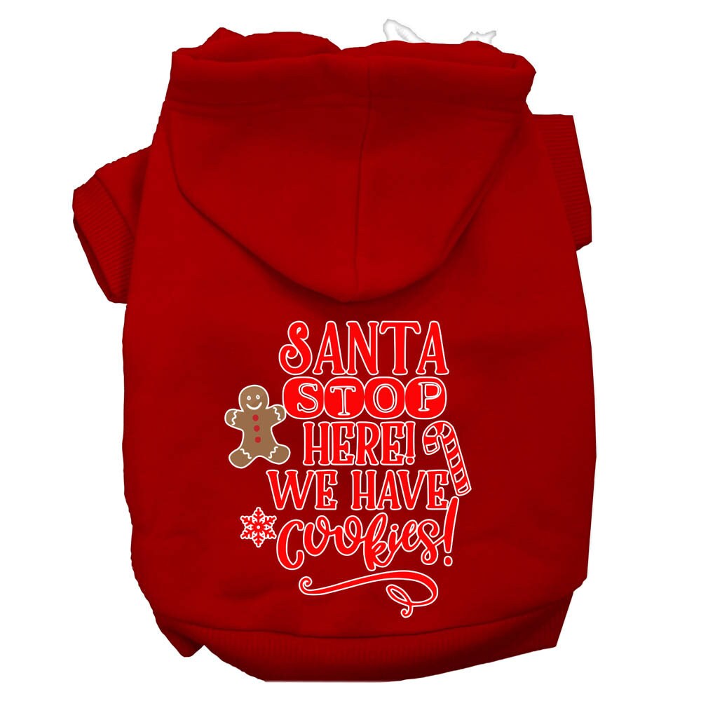 Christmas Pet Hoodie Screen Printed, "Santa Stop Here, We Have Cookies"