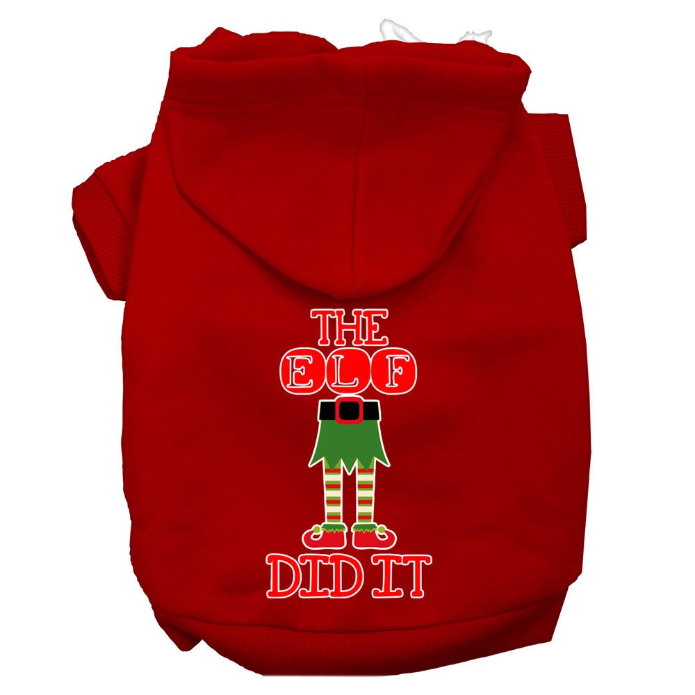 Christmas Pet Hoodie Screen Printed, "The Elf Did It"