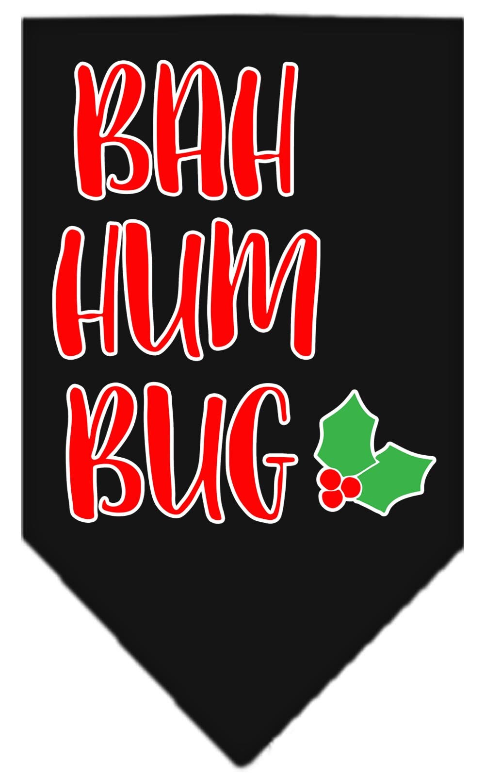 Christmas Pet and Dog Bandana Screen Printed, "Bah Humbug" Black