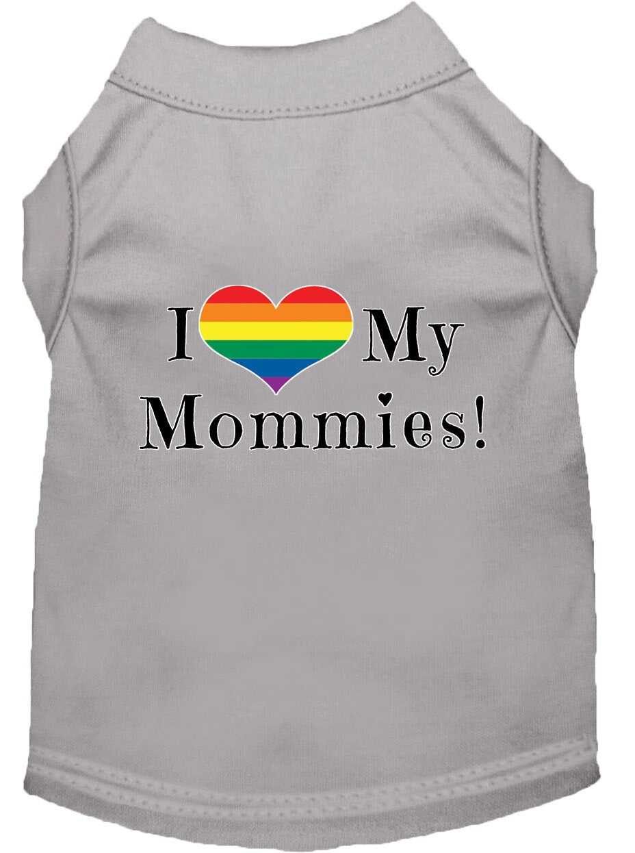 Pet Shirt "I Heart My Mommies" Gray