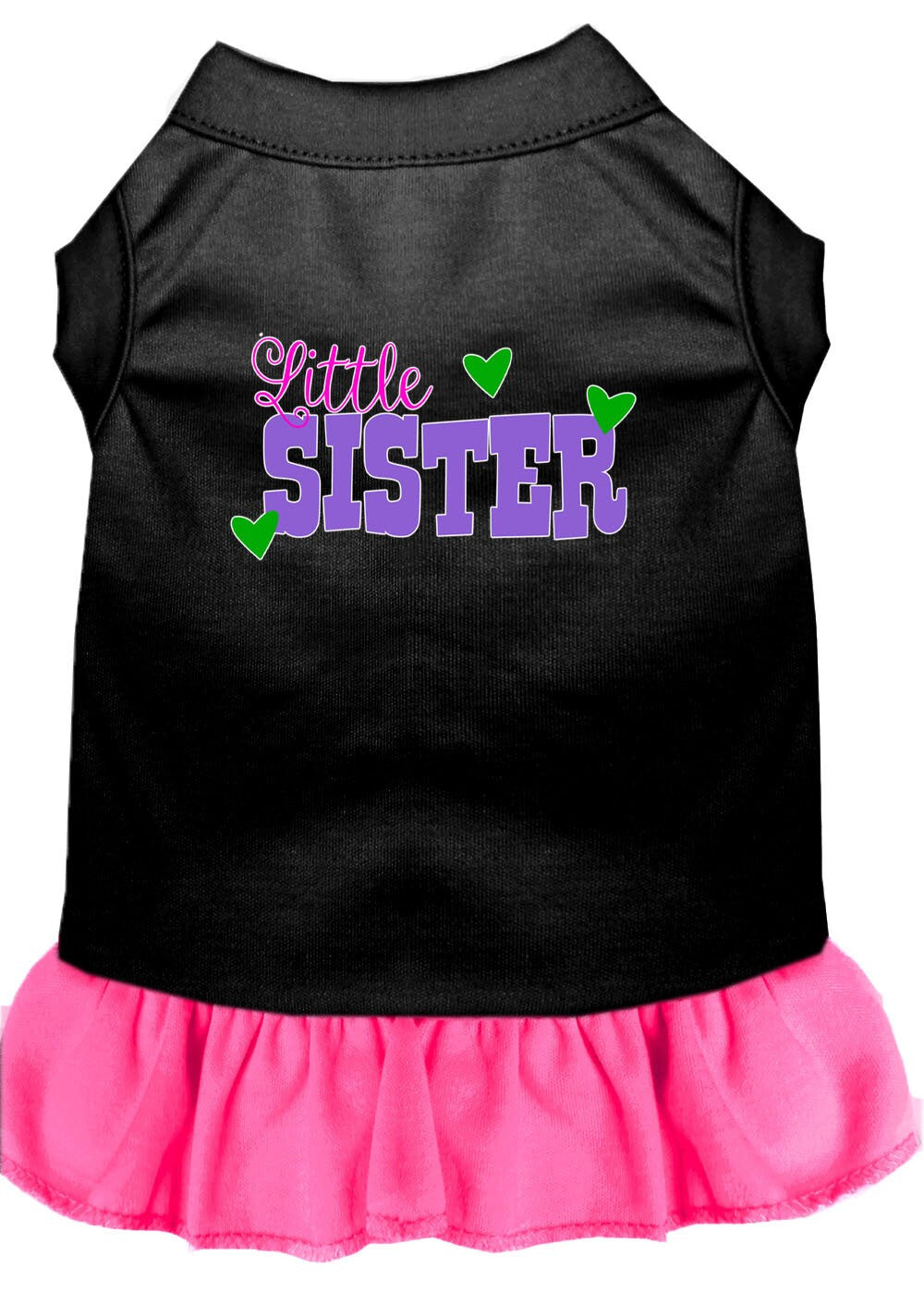 Pet Dress "Little Sister" Black W Bright Pink