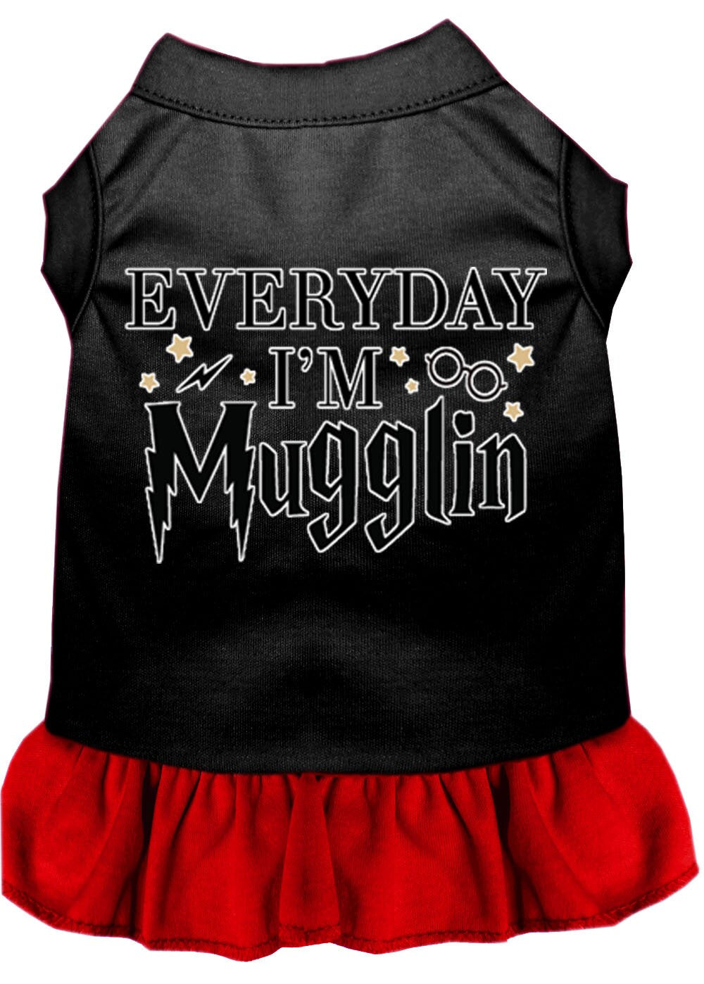 Pet Dress "Everyday I'm Mugglin" Black W Red