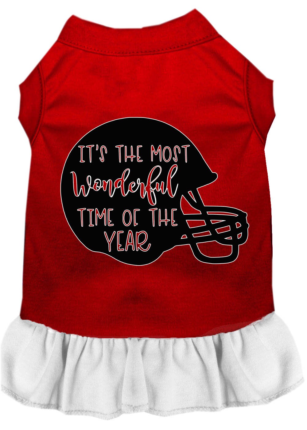 Pet Dress "Most Wonderful Time of the Year (Football)" Red W White
