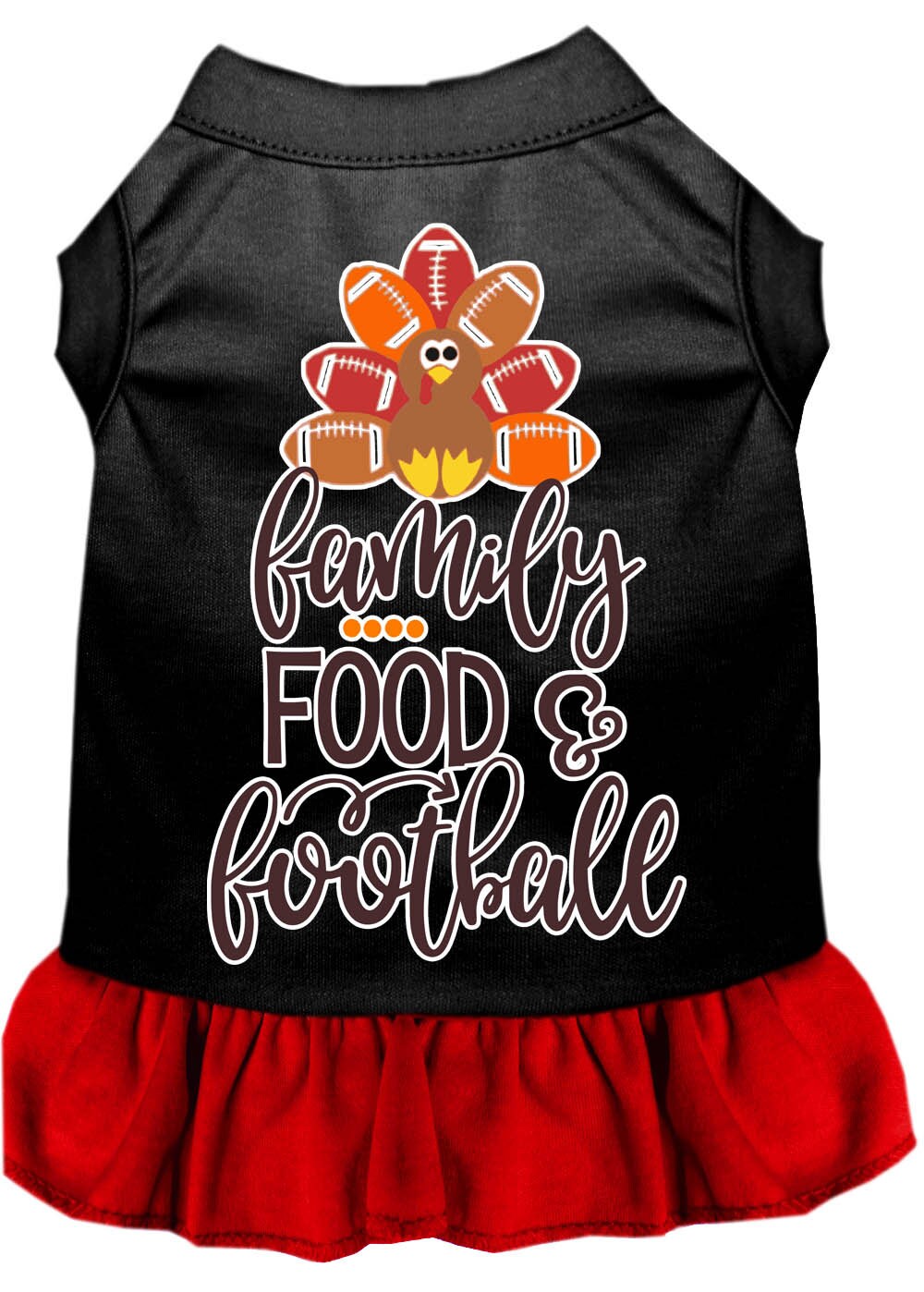 Pet Dress "Family, Food & Football" Black W Red