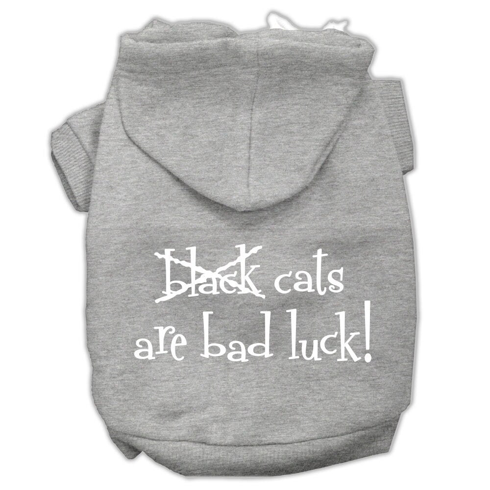 Halloween Pet Hoodie "Black Cats Are Bad Luck" Grey
