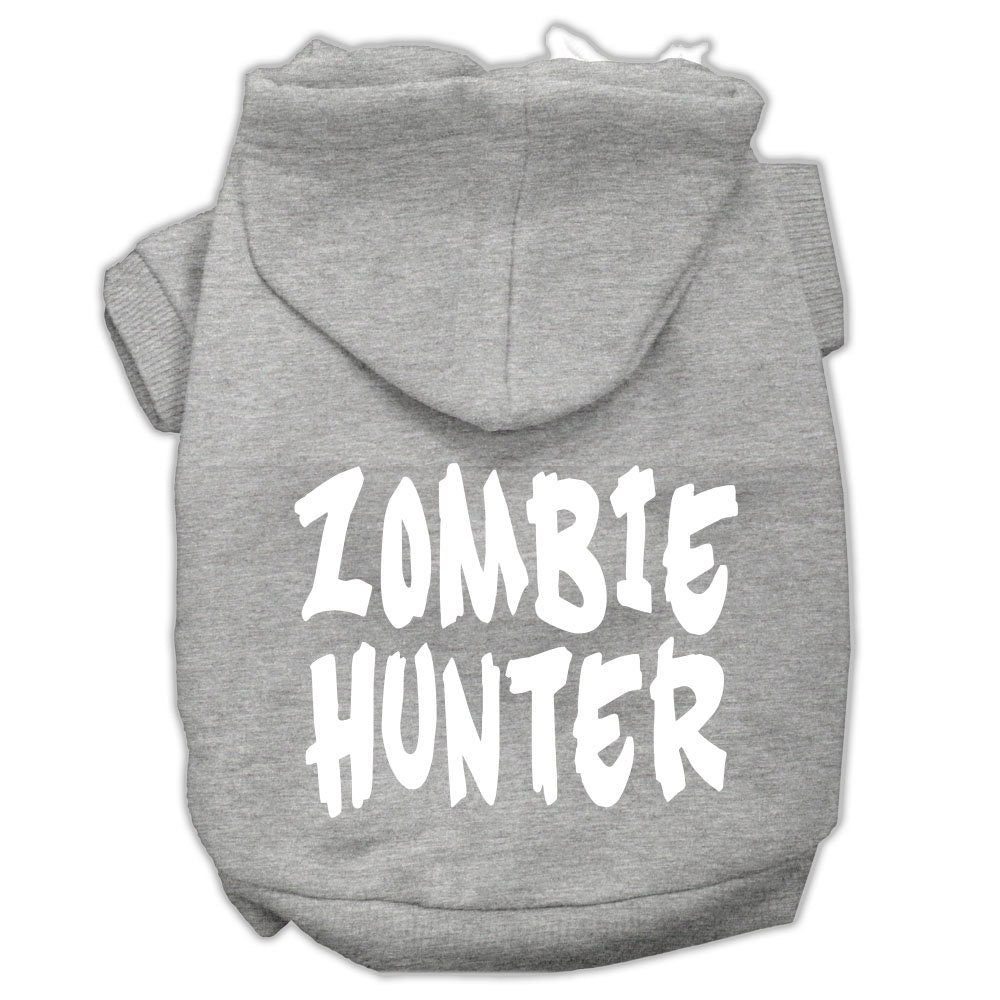 Halloween Pet Hoodie Screen Printed, "Zombie Hunter" Grey