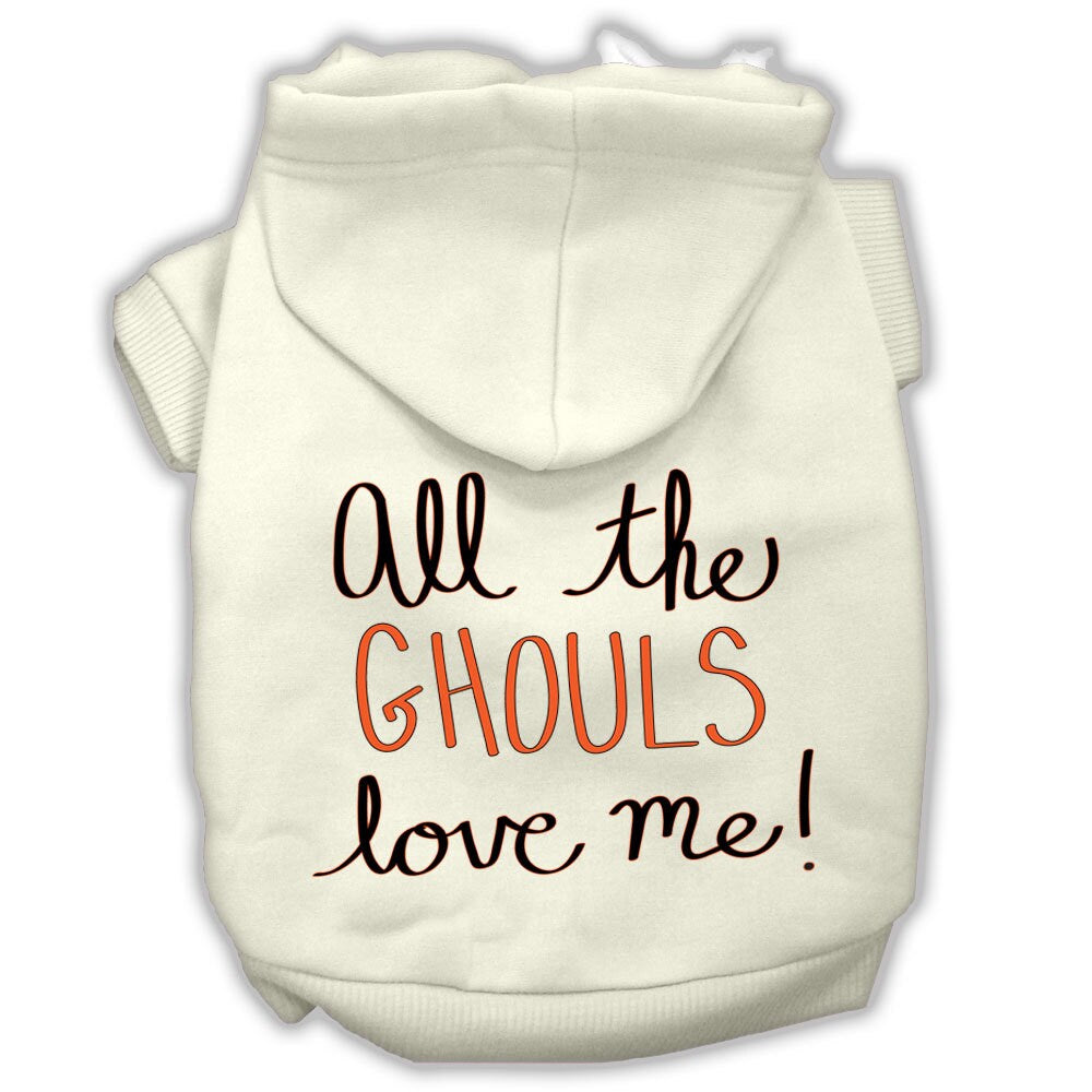 Halloween Pet Hoodie "All The Ghouls Love Me" Cream