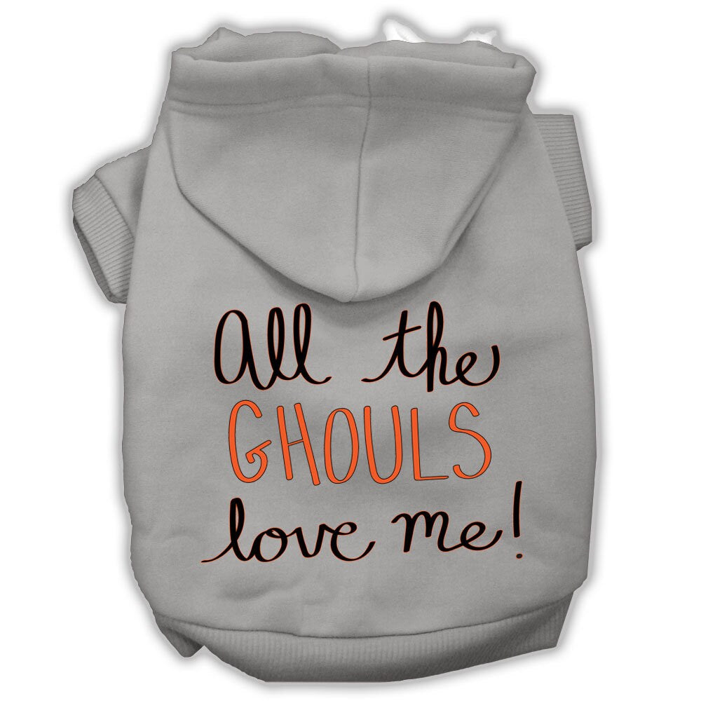 Halloween Pet Hoodie "All The Ghouls Love Me" Gray