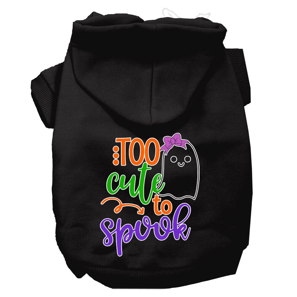 Halloween Pet Hoodie, "Too Cute To Spook Girly Ghost" Black