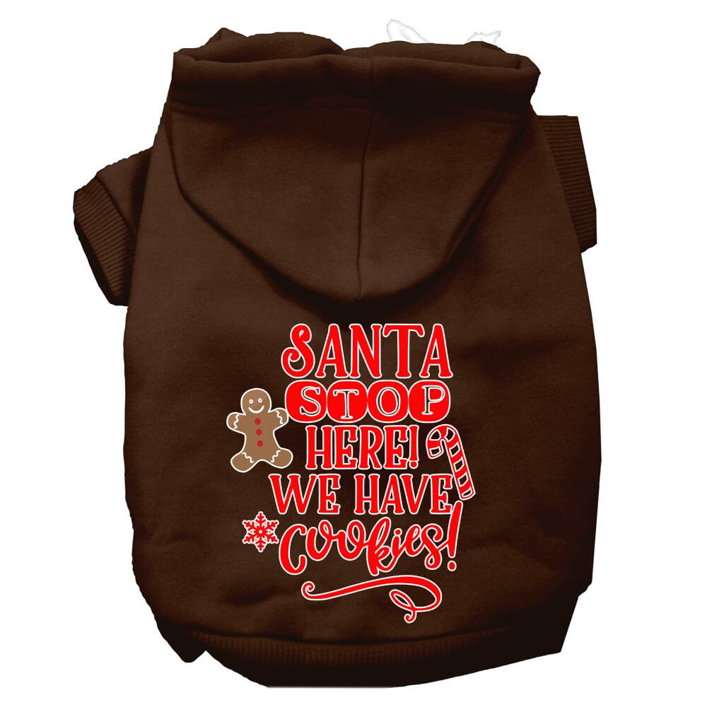Christmas Pet Hoodie Screen Printed, "Santa Stop Here, We Have Cookies"
