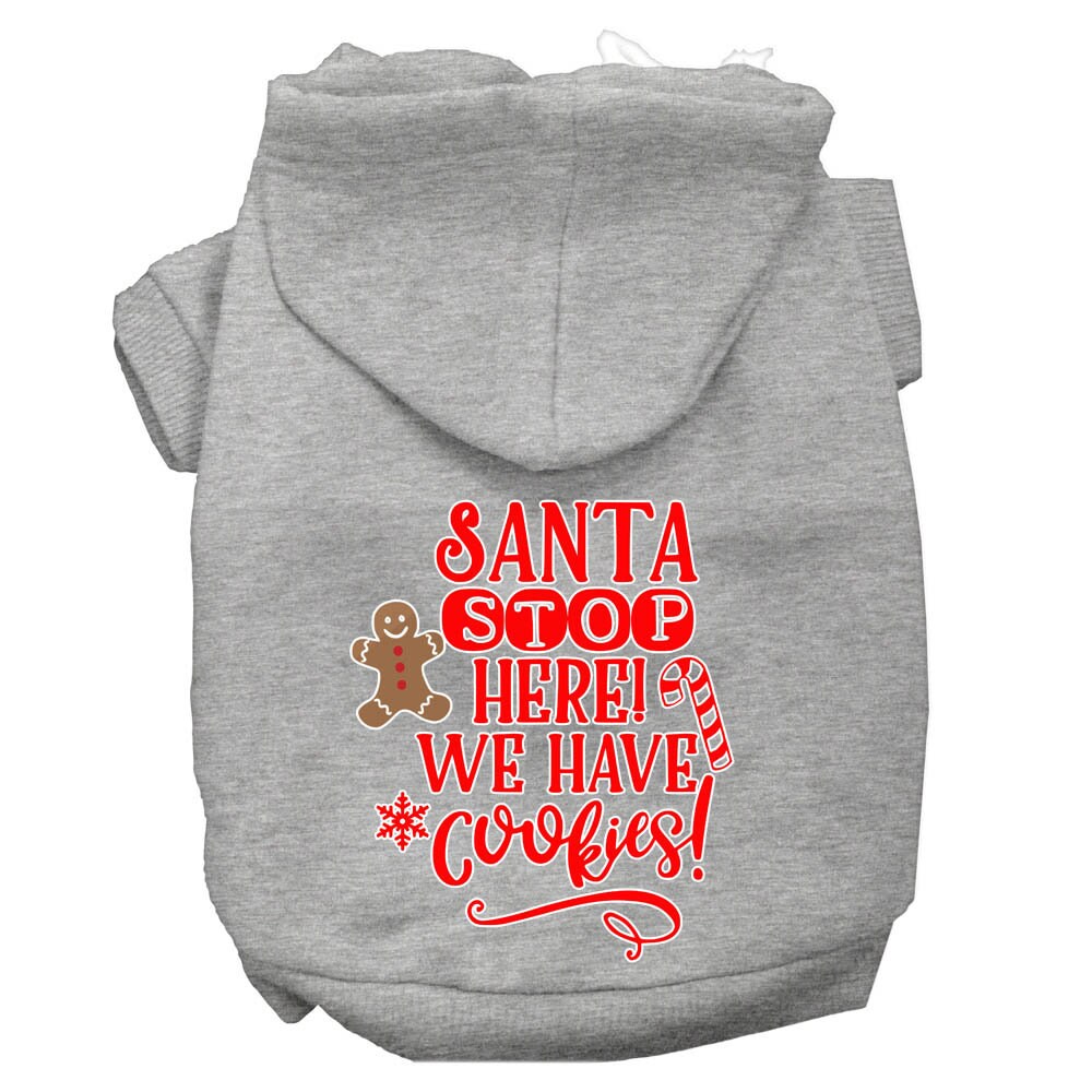Christmas Pet Hoodie Screen Printed, "Santa Stop Here, We Have Cookies"