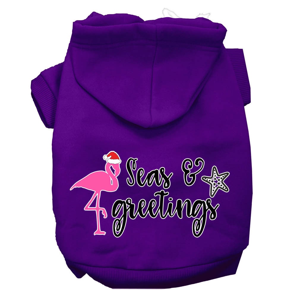 Christmas Pet Hoodie Screen Printed, "Seas & Greetings"