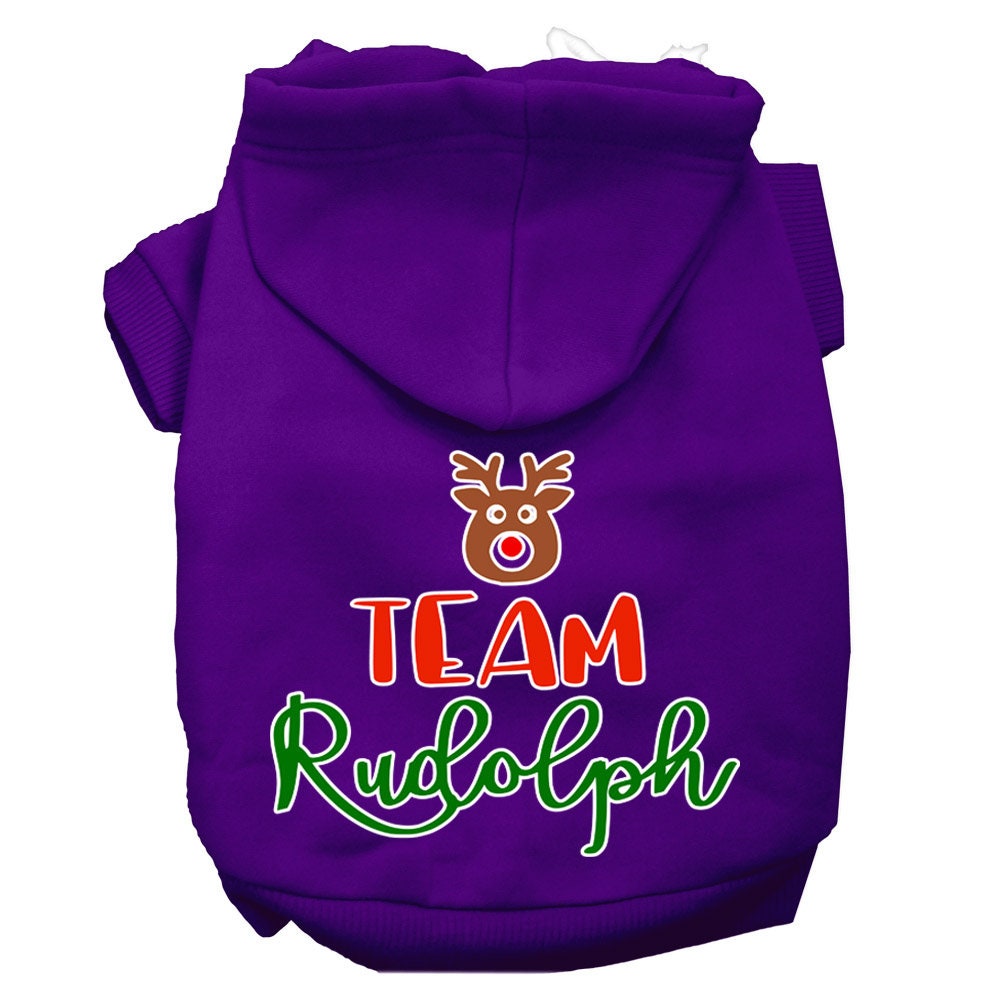 Christmas Pet Hoodie Screen Printed, "Team Rudolph"