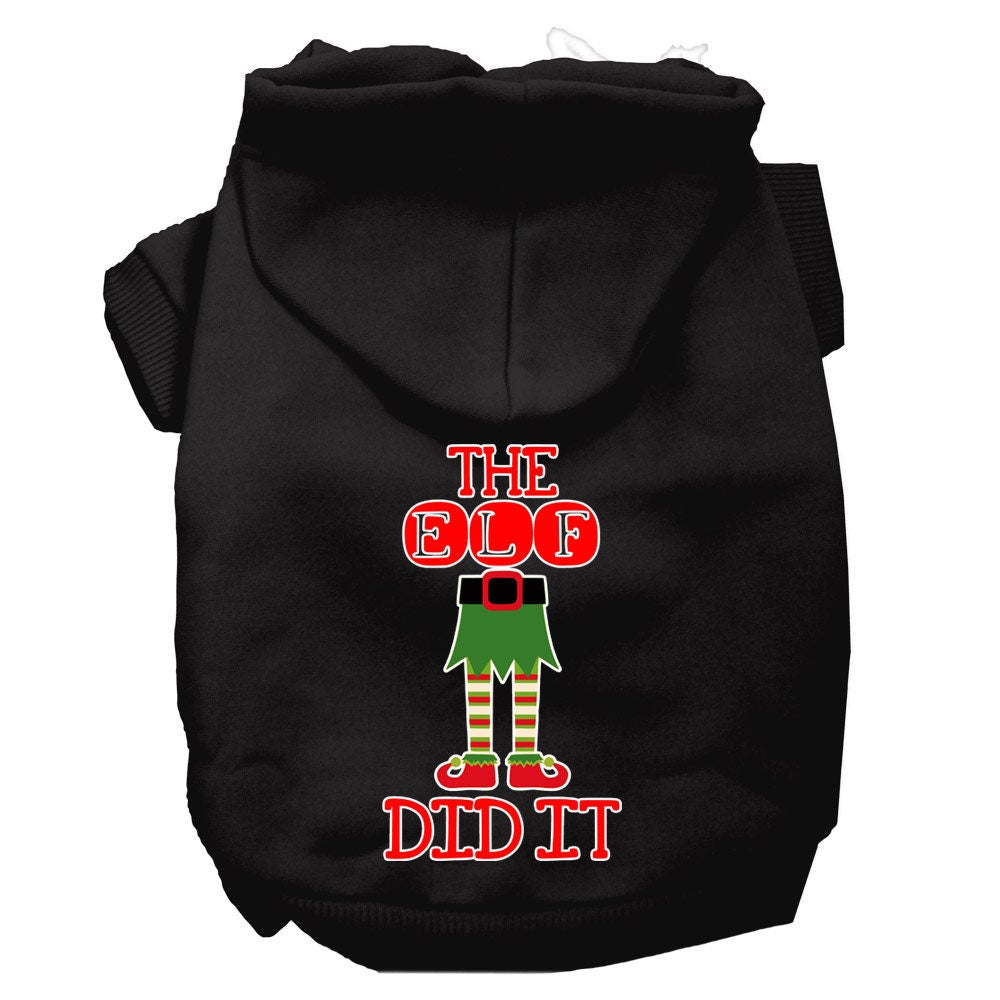 Christmas Pet Hoodie Screen Printed, "The Elf Did It"