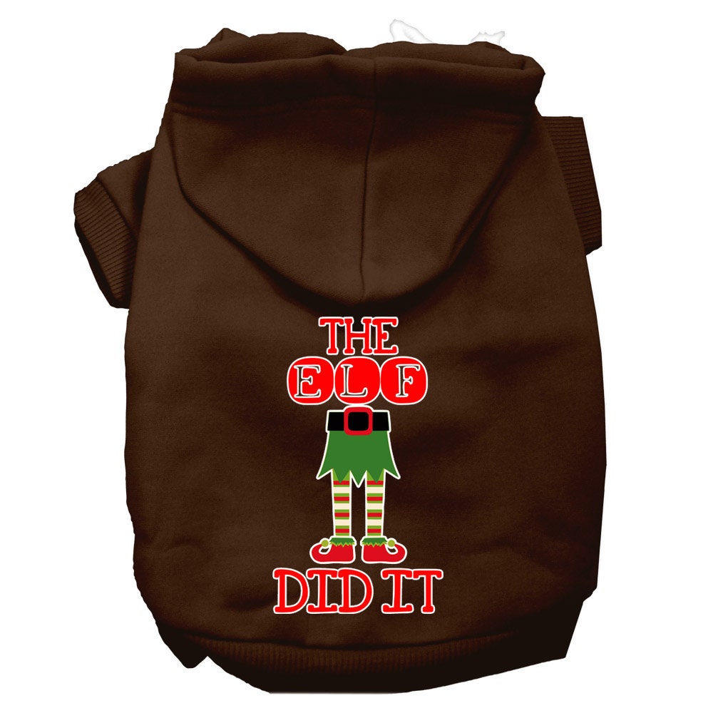 Christmas Pet Hoodie Screen Printed, "The Elf Did It"