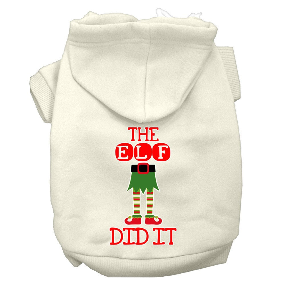 Christmas Pet Hoodie Screen Printed, "The Elf Did It"