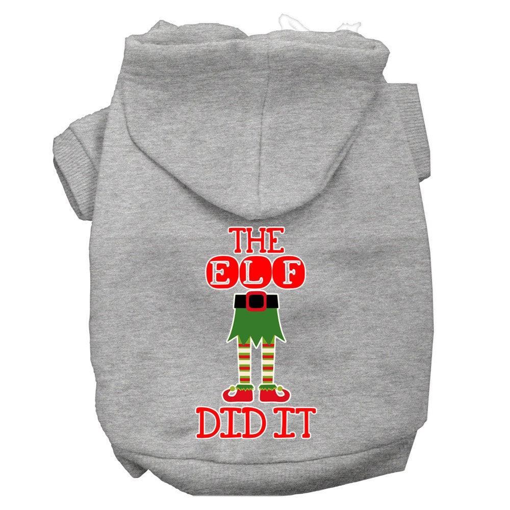 Christmas Pet Hoodie Screen Printed, "The Elf Did It"