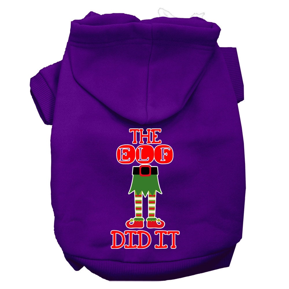 Christmas Pet Hoodie Screen Printed, "The Elf Did It"