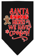 Christmas Pet and Dog Bandana Screen Printed, "Santa, Stop Here! We Have Cookies!" Black