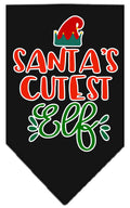 Christmas Pet and Dog Bandana Screen Printed, "Santa's Cutest Elf" Black