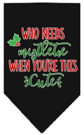 Christmas Pet and Dog Bandana Screen Printed, "Who Needs Mistletoe" Black