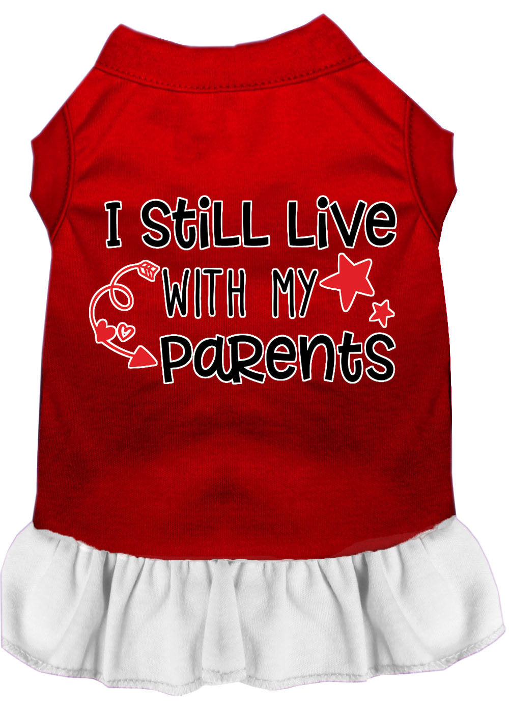 Pet Dress "I Still Live With My Parents" Red W White