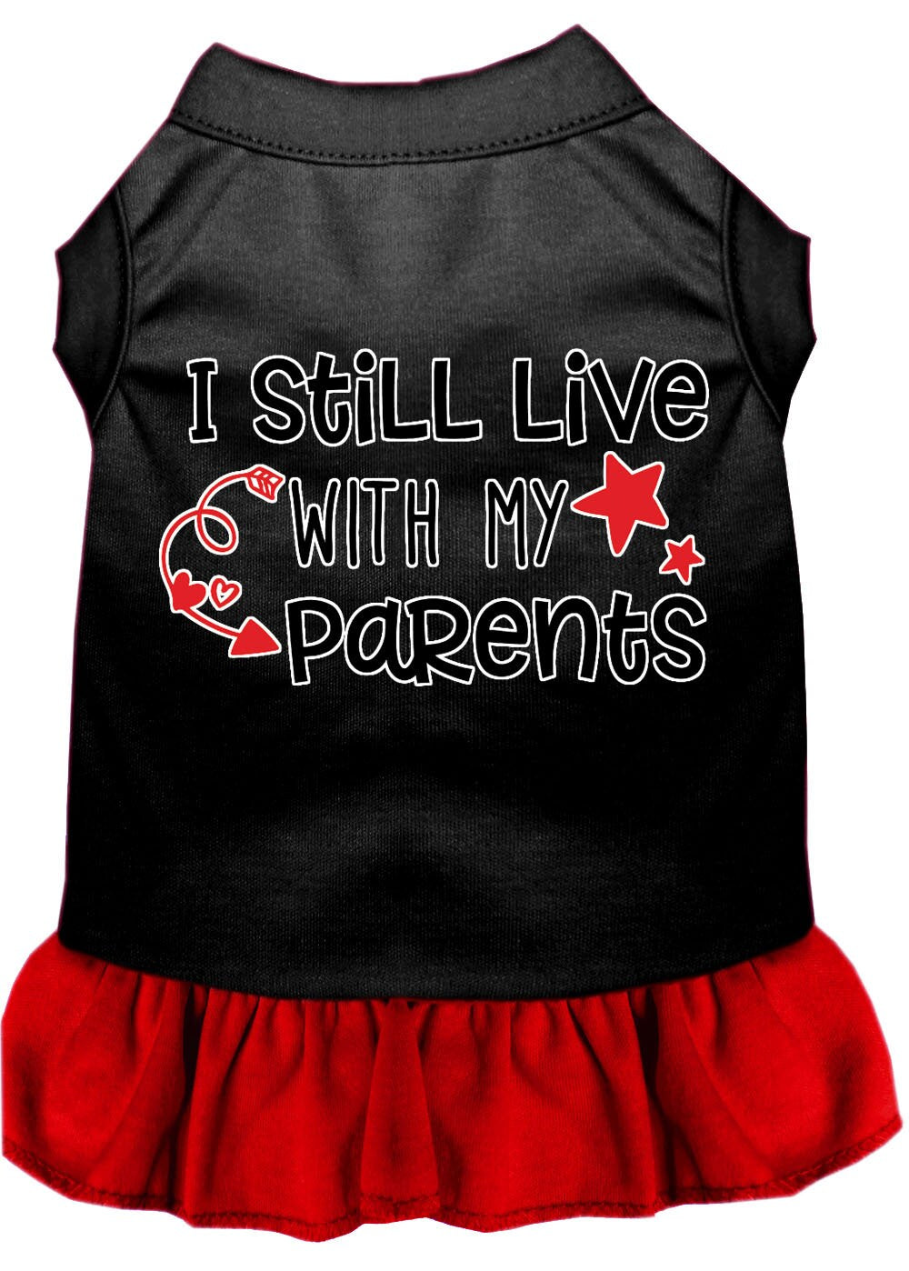 Pet Dress "I Still Live With My Parents" Black W Red