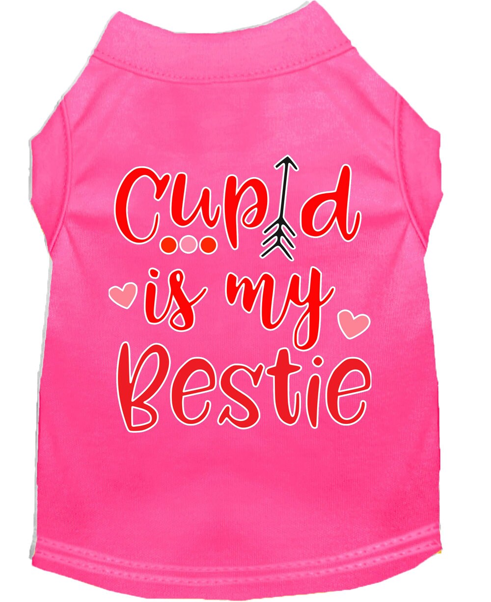 Pet Shirt "Cupid Is My Bestie" Bright Pink