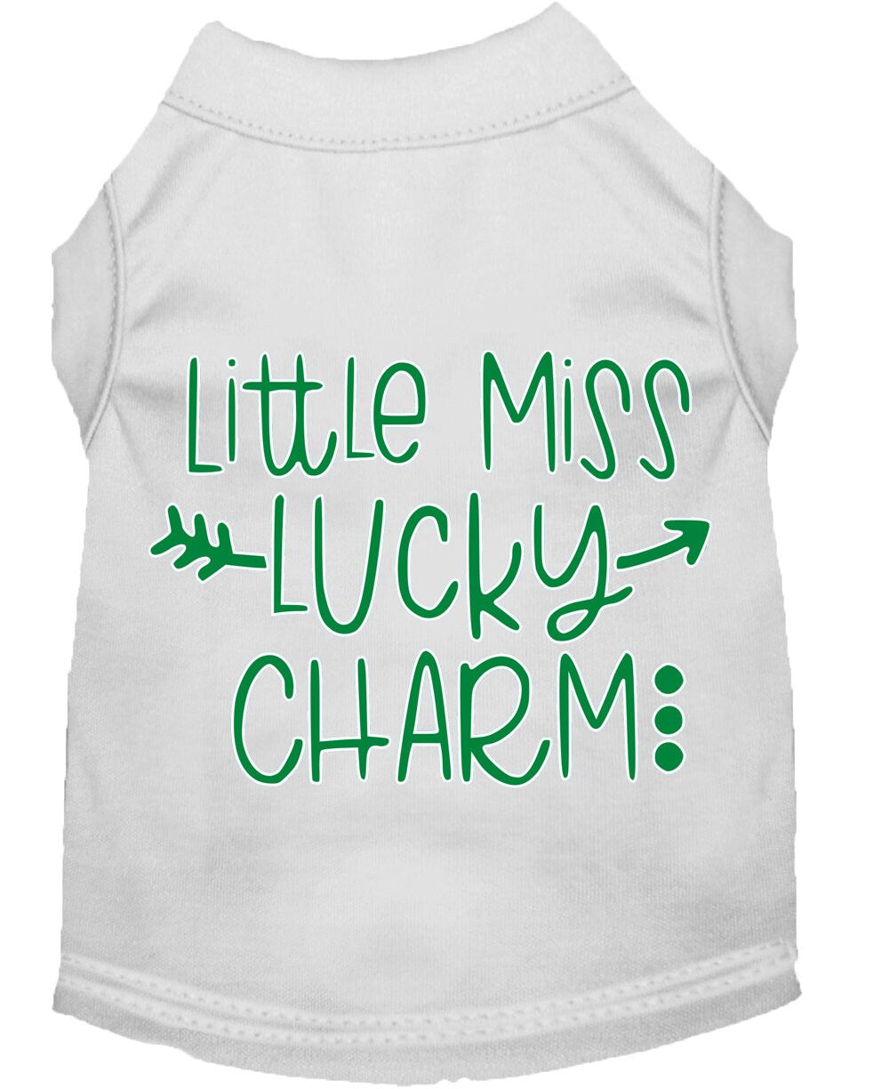 Pet Shirt "Little Miss Lucky Charm" White