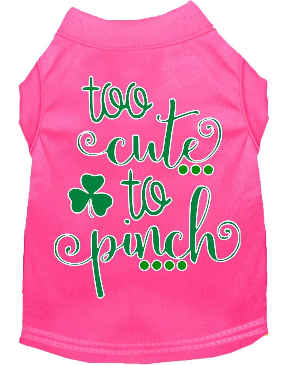 Pet Shirt "Too Cute To Pinch" Bright Pink