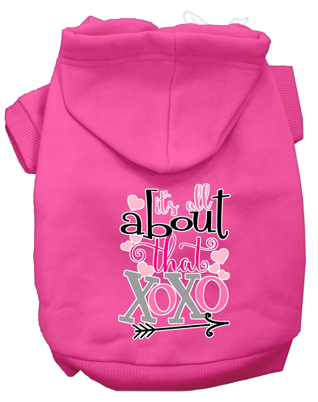 Pet Hoodie "All About That XOXO" Bright Pink