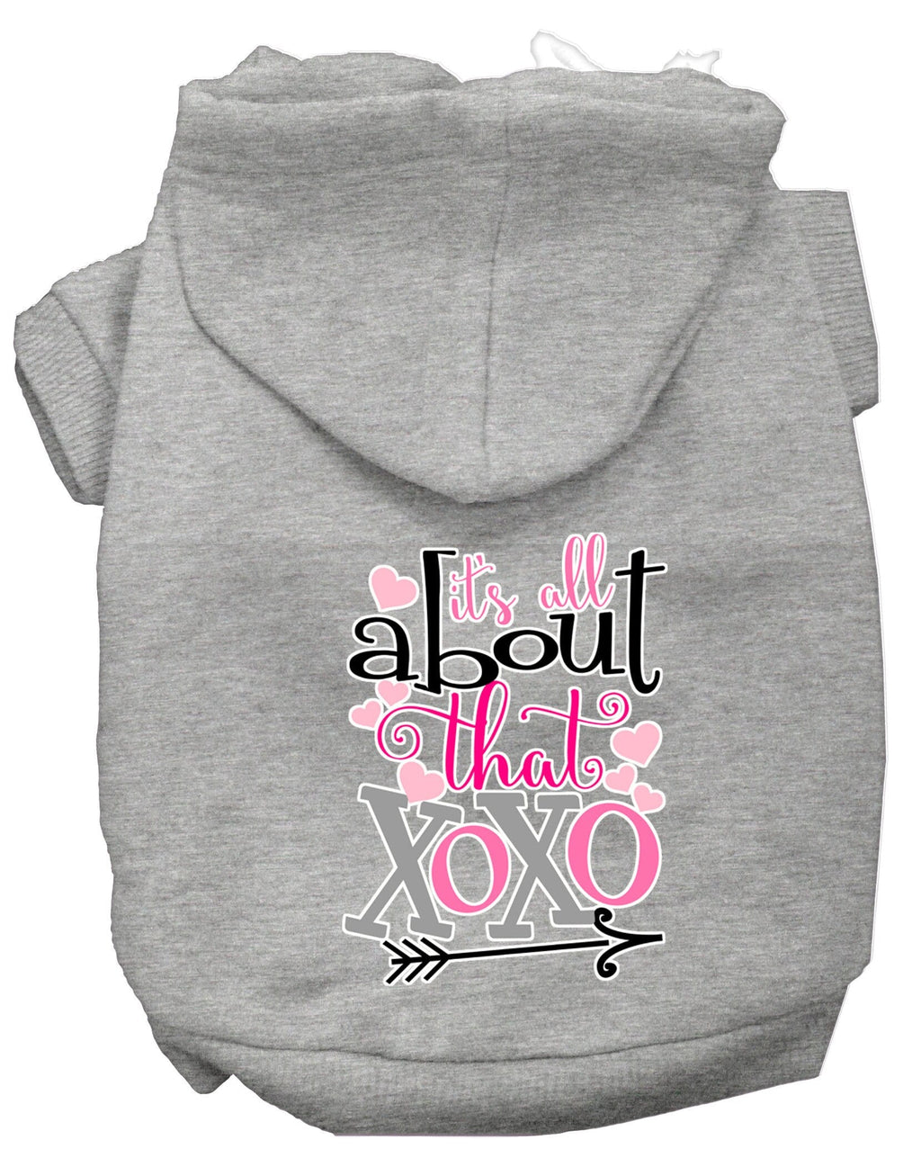 Pet Hoodie "All About That XOXO" Grey