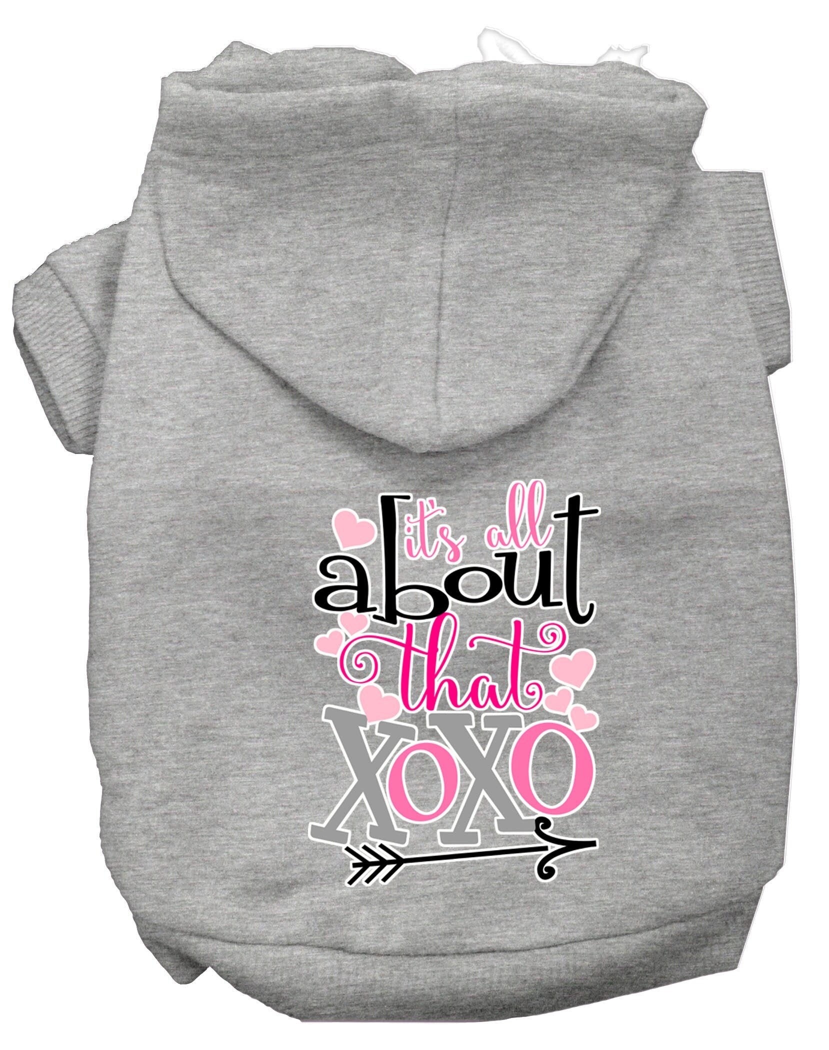 Pet Hoodie "All About That XOXO" Grey